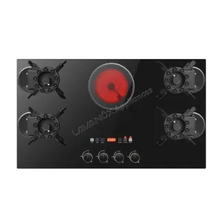 Model  MIX-CI5001 – 5-Burner Hybrid Cooktop, 4 Gas + 1 Electric Ceramic Zone, Stainless Steel Surface
